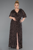 Brown Long Scaly Plus Size Evening Gown ABU5846