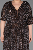 Brown Long Scaly Plus Size Evening Gown ABU5846
