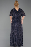 Navy Blue Long Scaly Plus Size Evening Gown ABU5846