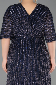 Navy Blue Long Scaly Plus Size Evening Gown ABU5846