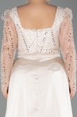 Beige Long Beaded Plus Size Engagement Dress ABU4761