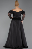 Long Black Satin Formal Plus Size Dress ABU5261