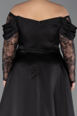 Long Black Satin Formal Plus Size Dress ABU5261