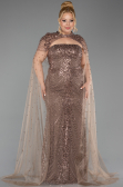 Long Copper Beaded Plus Size Evening Dress ABU6162