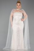 Long Beige Beaded Plus Size Evening Dress ABU6162