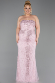 Long Powder Color Beaded Plus Size Evening Dress ABU6162
