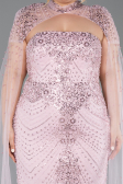 Long Powder Color Beaded Plus Size Evening Dress ABU6162