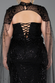 Long Black Beaded Plus Size Evening Dress ABU6162