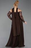 Brown Long Dantelle Plus Size Evening Dress ABU5657