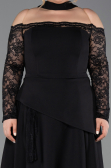Long Black Dantelle Plus Size Evening Dress ABU5657