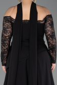 Long Black Dantelle Plus Size Evening Dress ABU5657