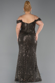 Long Olive Drab Scaly Plus Size Evening Gown ABU6098