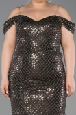 Long Olive Drab Scaly Plus Size Evening Gown ABU6098