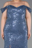 Long Indigo Scaly Plus Size Evening Gown ABU6098