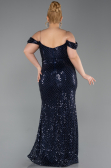 Long Navy Blue Scaly Plus Size Evening Gown ABU6098