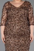 Midi Copper Scaly Plus Size Evening Gown ABK2630