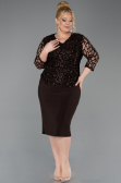 Midi Brown Scaly Plus Size Cocktail Dress ABK2631