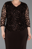 Midi Brown Scaly Plus Size Cocktail Dress ABK2631