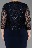 Midi Navy Blue Scaly Plus Size Cocktail Dress ABK2631