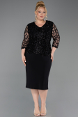 Midi Black Scaly Plus Size Cocktail Dress ABK2631