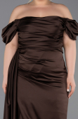 Brown Long Satin Plus Size Evening Dress ABU1626