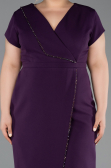 Midi Dark Purple Plus Size Cocktail Dress ABK2614