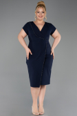 Midi Navy Blue Plus Size Cocktail Dress ABK2614