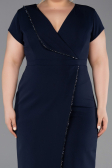 Midi Navy Blue Plus Size Cocktail Dress ABK2614