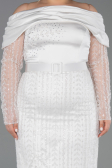 Long White Beaded Oversized Evening Dress ABU6187