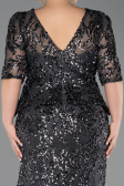 Long Anthracite Scaly Plus Size Evening Dress ABU6149