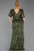 Long Olive Drab Scaly Plus Size Evening Dress ABU6149