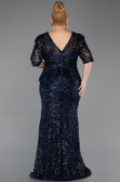 Long Navy Blue Scaly Plus Size Evening Dress ABU6149