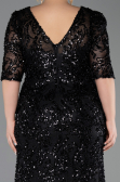 Long Black Scaly Plus Size Evening Dress ABU6149