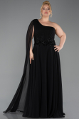 Long Black Chiffon Plus Size Evening Dress ABU6136