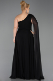 Long Black Chiffon Plus Size Evening Dress ABU6136