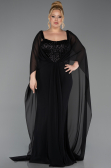 Black Long Chiffon Plus Size Evening Dress ABU6071