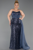 Long Anthracite Scaly Plus Size Engagement Dress ABU6174