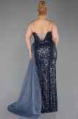 Long Anthracite Scaly Plus Size Engagement Dress ABU6174