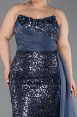 Long Anthracite Scaly Plus Size Engagement Dress ABU6174