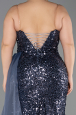 Long Anthracite Scaly Plus Size Engagement Dress ABU6174