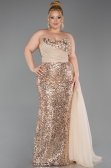 Long Gold Scaly Plus Size Engagement Dress ABU6174