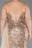 Long Gold Scaly Plus Size Engagement Dress ABU6174
