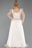 Beige Long Beaded Plus Size Engagement Dress ABU4761