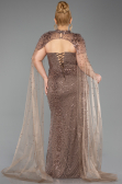Long Copper Beaded Plus Size Evening Dress ABU6162