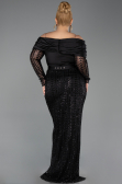 Long Black Beaded Oversized Evening Dress ABU6187