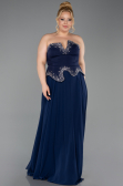 Long Navy Blue Chiffon Evening Dress ABU6188