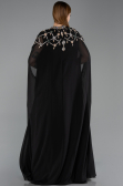 Long Black Chiffon Plus Size Evening Gown ABU6175