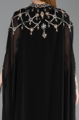 Long Black Chiffon Plus Size Evening Gown ABU6175