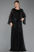 Long Black Chiffon Plus Size Evening Gown ABU6176