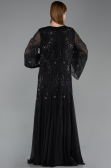 Long Black Chiffon Plus Size Evening Gown ABU6176